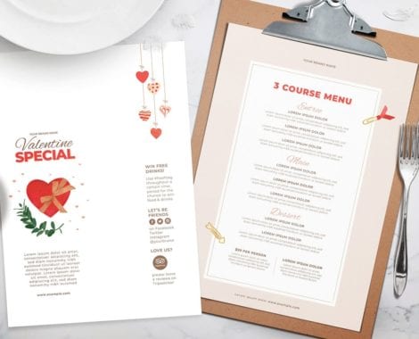 Valentine's Day Menu Template