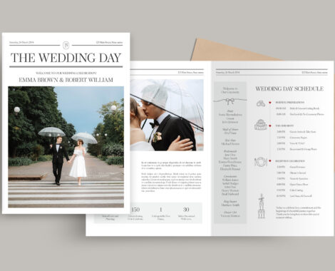 Wedding Day Program Template in Canva, InDesign IDML & INDD