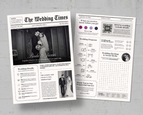 Wedding Newspaper Flyer Template in Canva, InDesign IDML & INDD