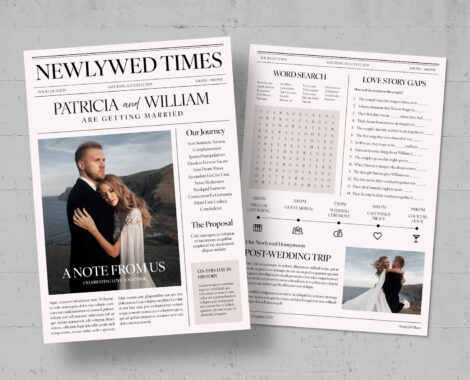 Wedding Newspaper Flyer Template in Canva, InDesign IDML & INDD