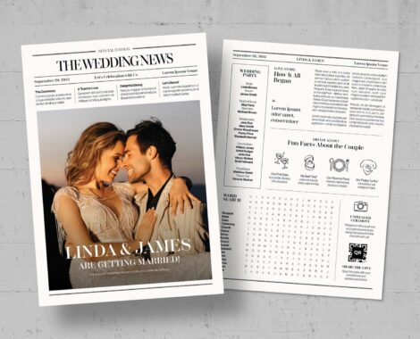 Wedding Newspaper Flyer Template in Canva, InDesign IDML & INDD