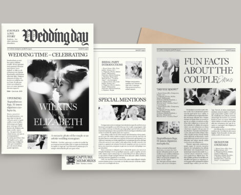 Wedding Newspaper Program in Canva, InDesign IDML & INDD