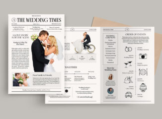 Wedding Program Newspaper Template in Canva, InDesign IDML & INDD