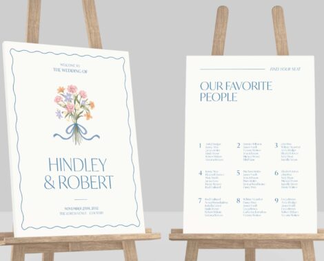 Wedding Welcome Sign & Seating Chart Template in Canva, InDesign IDML & INDD