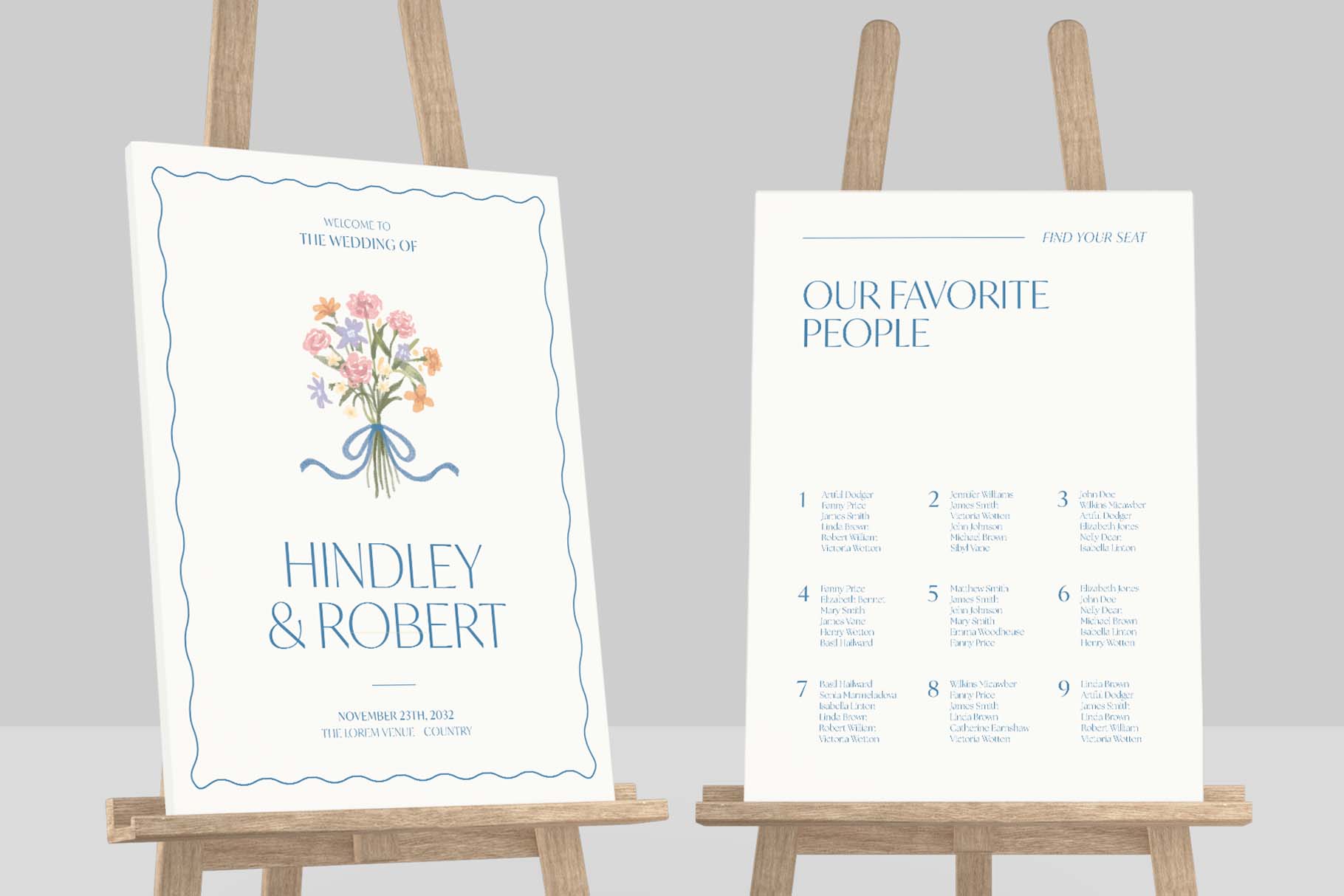 Wedding Welcome Sign & Seating Chart Template in Canva, InDesign IDML & INDD