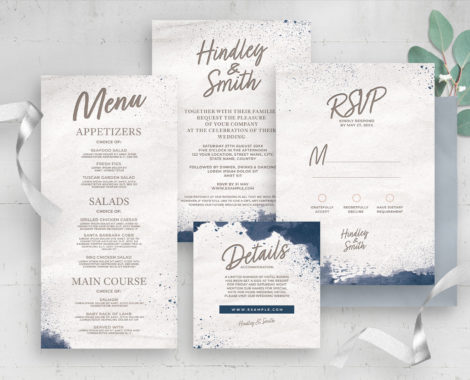 White & Blue Wedding Invitation (PSD Format)