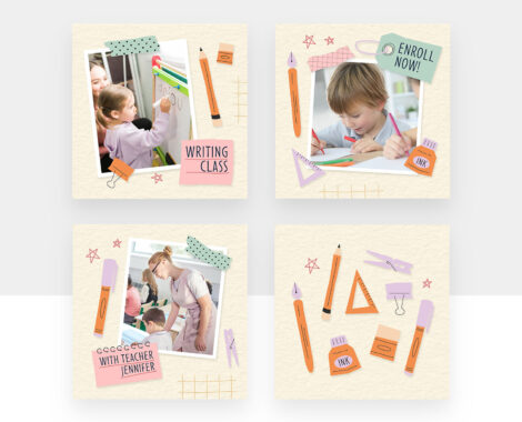 School Kindergarten Social Media Banner Set (AI, EPS, PSD Format)